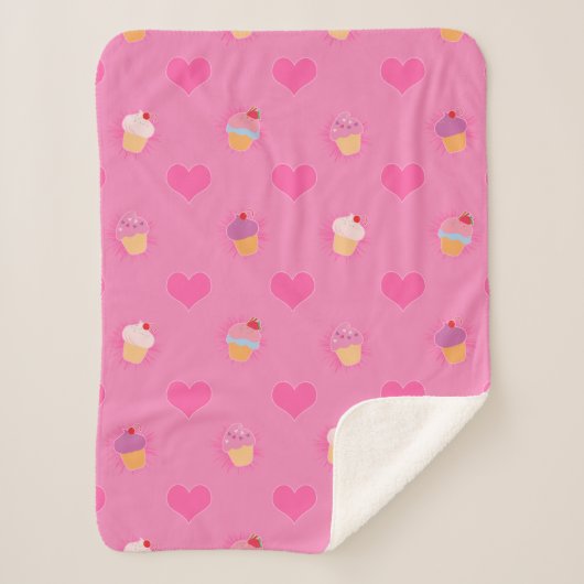 Roze koekjespatroon sherpa deken (Voorkant)