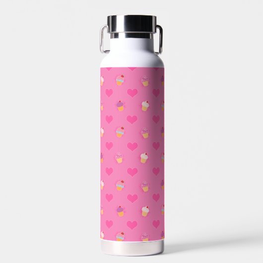 Roze koekjespatroon waterfles (Voorkant)