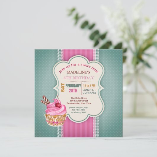 Roze koekjesuitnodiging kaart (Staand voorkant)