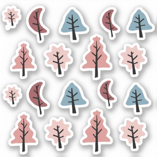 Roze koekvorm Kerstboom stickerpakket Sticker (Voorkant)