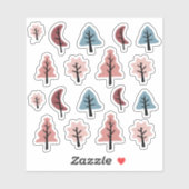 Roze koekvorm Kerstboom stickerpakket Sticker (Vel)