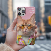 Roze Koele Kat Illustratie Brillen Huisdier Pootje Case-Mate iPhone Case