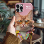 Roze Koele Kat Illustratie Brillen Huisdier Pootje Case-Mate iPhone Case