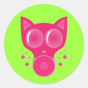 Roze koelmasker ronde sticker