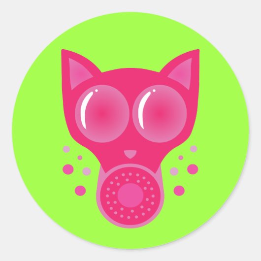 Roze koelmasker ronde sticker (Voorkant)
