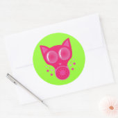 Roze koelmasker ronde sticker (Envelop)