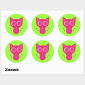 Roze koelmasker ronde sticker (Vel)