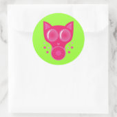 Roze koelmasker ronde sticker (Tas)