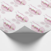 Roze Koets Baby Meisje Cadeaupapier (Hoek)