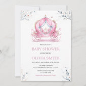 Roze Koets Baby Shower Uitnodiging (Voorkant)