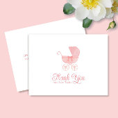 Roze koets meisje Baby shower dank u Bedankkaart