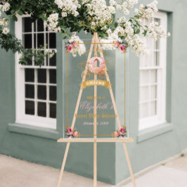Roze Koets Prinses Baby Shower Welkom  Acryl Bord