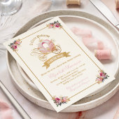 Roze Koets Prinses Sprookje Baby Shower Kaart