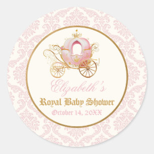 Roze Koets Prinses Sprookje Ronde Sticker