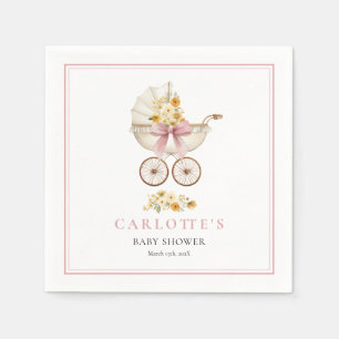 Roze Koets Welkom Baby Shower Servet