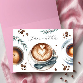 Roze koffie bruidsdouche thema wenskaarten bedankkaart