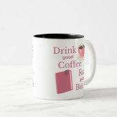 Roze Koffie en Boek Lover Mok (Voorkant rechts)