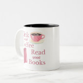 Roze Koffie en Boek Lover Mok (Voorkant links)