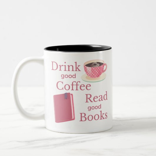 Roze Koffie en Boek Lover Mok (Links)