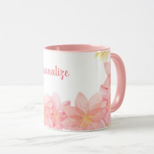 Roze  koffie en speciaal gepersonaliseerde koffie  mok (Voorkant rechts)