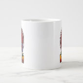 Roze koffie en wees eng grote koffiekop (Voorkant)