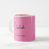 Roze koffie Mok Script Name Text Sjabloon (Voorkant links)