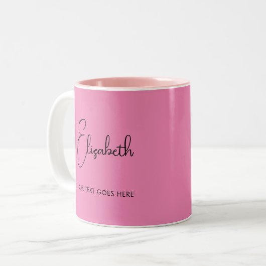 Roze koffie Mok Script Name Text Sjabloon (Voorkant links)