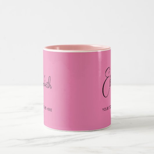 Roze koffie Mok Script Name Text Sjabloon (Center)