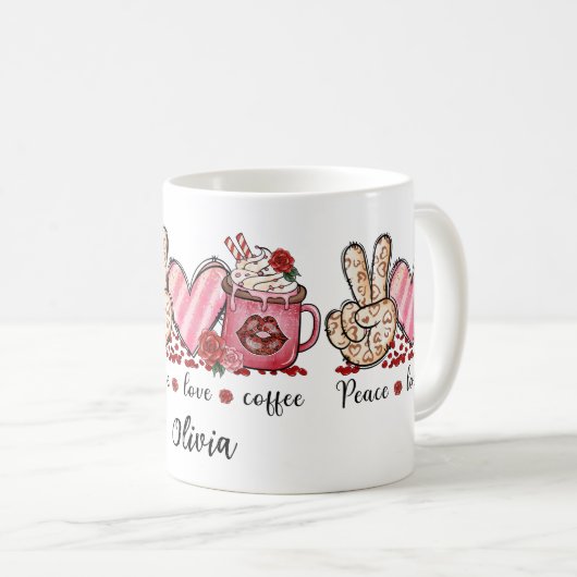 ROZE KOFFIE MOKKEN VREDE VALENTIJNSDAG NAAM MOK (Voorkant rechts)