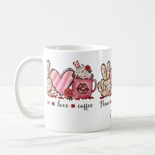 ROZE KOFFIE MOKKEN VREDE VALENTIJNSDAG NAAM MOK (Links)