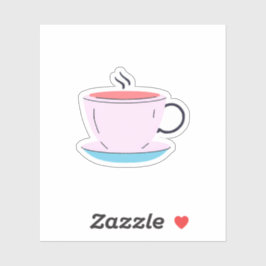 Roze koffie theekop sticker