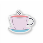 Roze koffie theekop sticker (Voorkant)