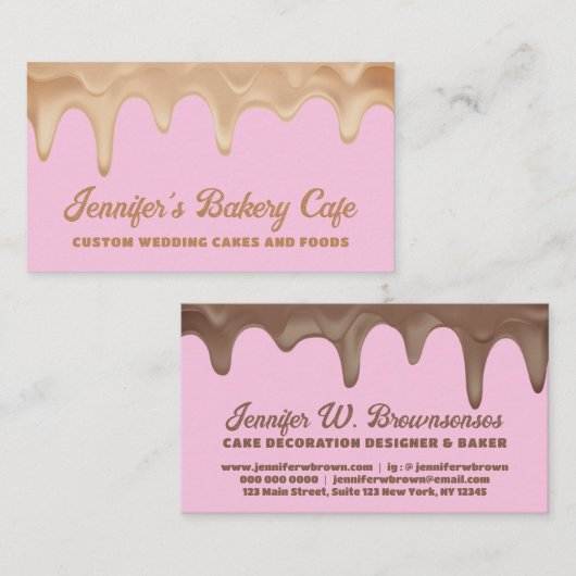Roze koffiebanketbakkerij Chef Abstract crème Visitekaartje (Voorkant / Achterkant)