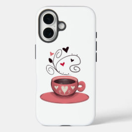 Roze koffiebeker iPhone 16 hoesje