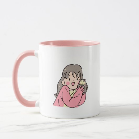 Roze koffiebeker met een tepel en een spijkermeisj mok (Links)