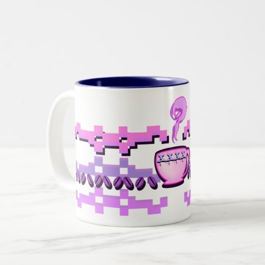 Roze koffieboon Fair Isle Tweekleurige Koffiemok (Voorkant links)