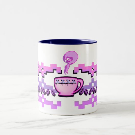 Roze koffieboon Fair Isle Tweekleurige Koffiemok (Center)