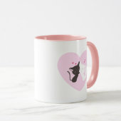 Roze koffiekop gelukkig kattenkoppel mok (Voorkant rechts)