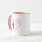 Roze koffiekop gelukkig kattenkoppel mok (Voorkant links)