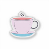 Roze koffiekopje sticker (Voorkant)