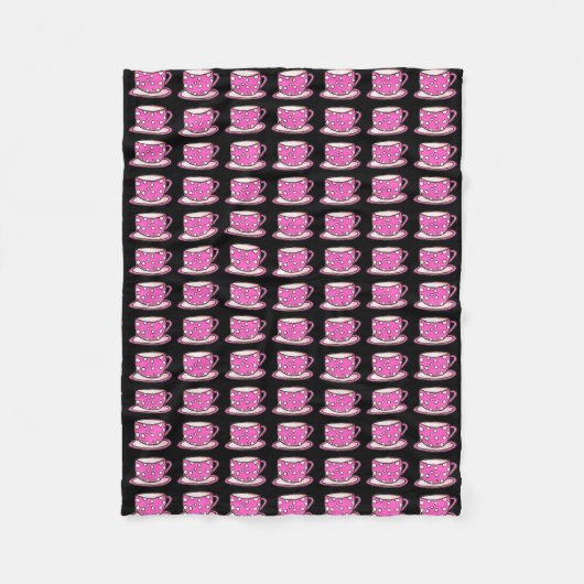 Roze koffiekopjes flesje fleece deken (Voorkant)