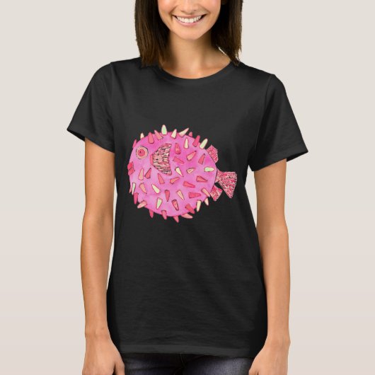 Roze Kogelvis Watercolorontwerp T-shirt (Voorkant)