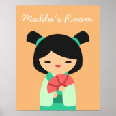 Roze Kokeshi Japanse poppenkamer Poster (Voorkant)