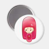 Roze kokeshi magneet (Voorkant / Achterkant)