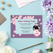 Roze Kokeshi Transparant Venster Verjaardag Paarse Acryl Uitnodigingen (Insitu (Huwelijk))