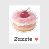Roze kokosnoot donut met kersentoppen sticker (Vel)