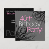 Roze kolenkool - zwarte aangepaste uitnodigingen (Voorkant / Achterkant)