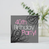 Roze kolenkool - zwarte aangepaste uitnodigingen (Staand voorkant)