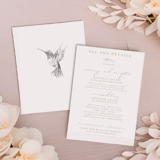 Roze kolibrie bruiloft details behuizing Kaarten