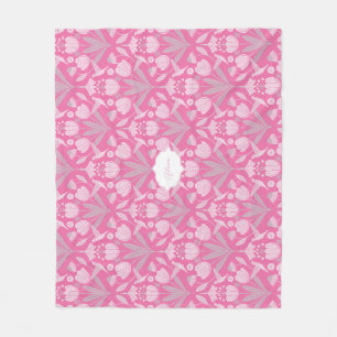 Roze Kolibrie Coquette Gepersonaliseerde bloemen Fleece Deken